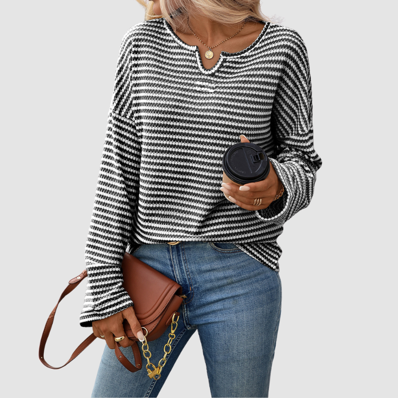 Wholesale women's striped waffle knit tops | Wonderxfans bulk activewear