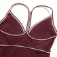 Wholesale Women's Brushed Yoga Set: Halter V-Neck Bra & Shorts – Colorblock Quick-Dry