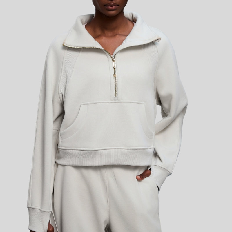 Half-Zip Stand Collar Fleece Sweatshirt