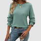 Wholesale Women's Ribbed Long Sleeve T-Shirt – Loose Ruffle-Sleeve Top