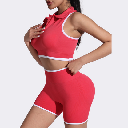 Stand Collar Zip Vest + Sports Sports Setor de duas peças