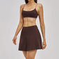 Naked and beautiful back bra+anti glass two-piece tennis skirt 2-piece set