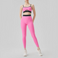 Wholesale color blocked backless vest+high waisted Legging 2-piece Set