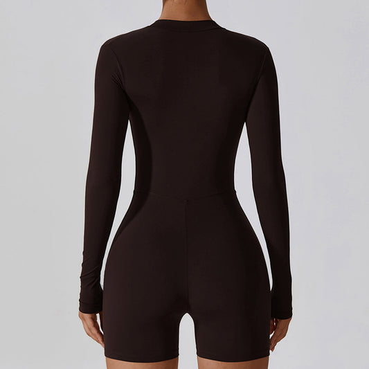 Wholesale Solid zippered long-sleeved sports jumpsuit | Wonderxfans bulk activewear
