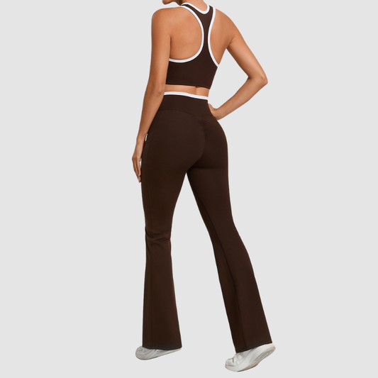 Wholesale contrasting vest+cross waistline Pants set | Wonderxfans bulk activewear