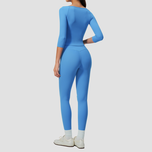 Wholesale Women High Elastic Slimming Mid sleeve T-shirt + High waist and hip lifting legging set