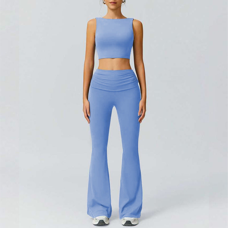 Wholesale Women's activewear Set with Square Neck Open Back tank top