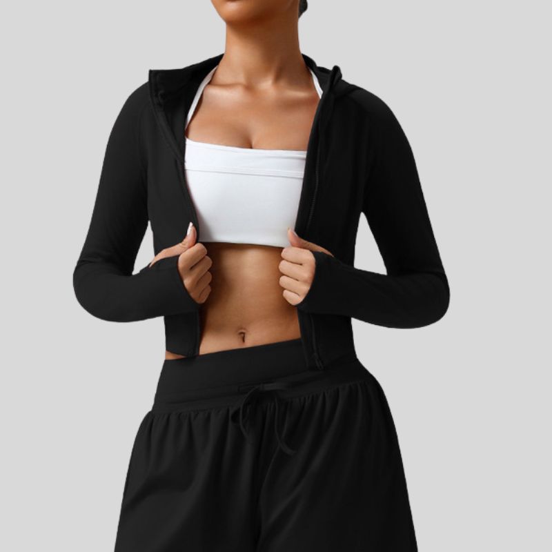 Slim fit cropped long-sleeved yoga jacket