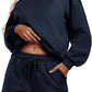 Round neck loose casual sweatshirt+Loose-fitting athletic shorts 2-piece set