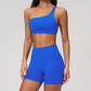 Wholesale Seamless One-Shoulder Sports Bra & High-Waist Biker Shorts Set – Quick-Dry Yoga 2-Piece