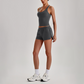 Wholesale Naked-Feel Racerback Sports Bra & High-Waist Biker Shorts Set – Sculpting Yoga 2-Piece