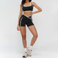 Women's contrasting color sports bra + high-waisted shorts 2-piece set