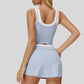 Two-piece contrasting sports tank top + A-line skirt