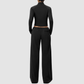 Wholesale Women's Activewear Cotton Stand-Collar Zip-Up Jacket & Wide-Leg Pants Warm Set