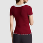 Wholesale Women's Faux Two-Piece Contrast Color Short-Sleeve Yoga Top – Slim Fit Activewear