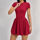 Solid Half Zipper Pleated Anti-Exposure Tennis Dress