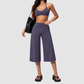 Wholesale Women's Brushed Sports Bra & Wide-Leg Cropped Pants Set – High-Support Seam-Detail 2-Piece Yoga Set