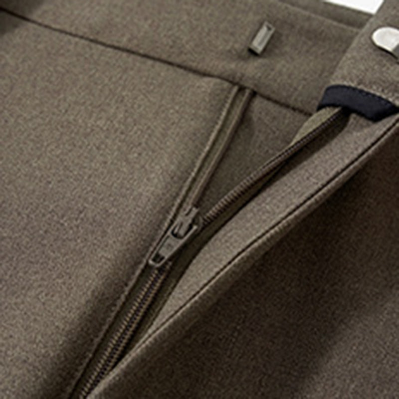 Pleated curved knife high-waisted dress pants