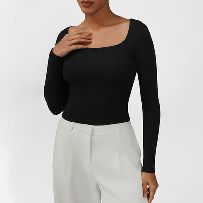 Snug-Fit Square-Neck Long Sleeve