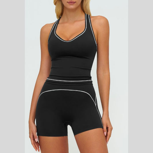 Wholesale Contrasting racerback tank top+High waisted | Wonderxfans bulk activewear