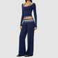 Wholesale Women's Long-Sleeve Wide-Leg Yoga Fitness Set