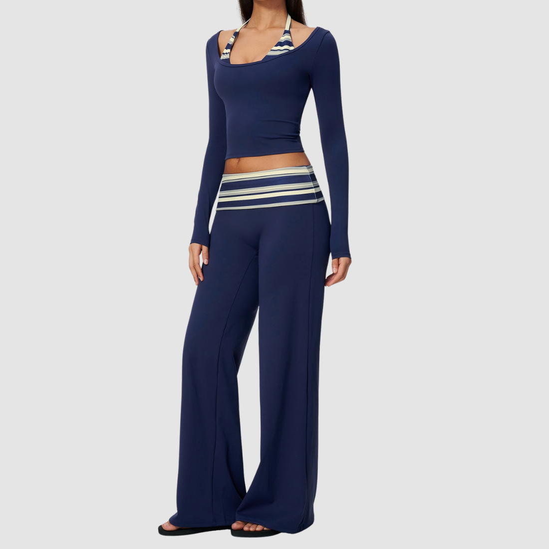 Wholesale Women's Long-Sleeve Wide-Leg Yoga Fitness Set