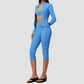 Wholesale Women Slimming Zipper Fitness High Waist Tummy Control Yoga Sports Three-Piece Set