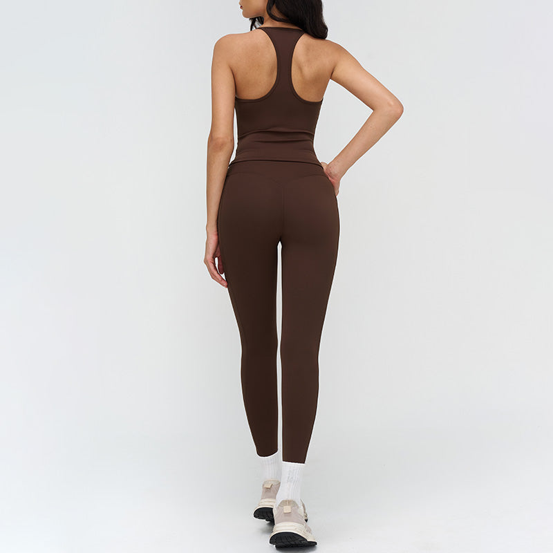 Racerback tank top + high-waisted leggings 2-piece set