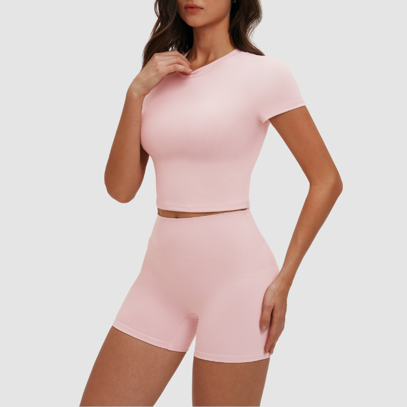 Wholesale solid color short-sleeved T-shirt + shorts