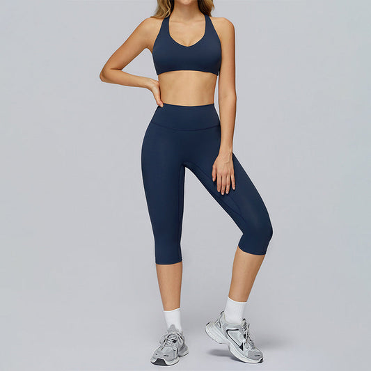 Wholesale Sports bra+Mid-length leggings 2-piece set | Wonderxfans bulk activewear