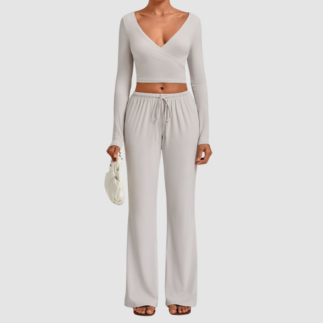 Wholesale Women’s Tie-Front Zip Yoga Cover-Up & Straight-Leg Pants Set