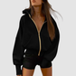 Wholesale loose casual hooded gold zipper jacket