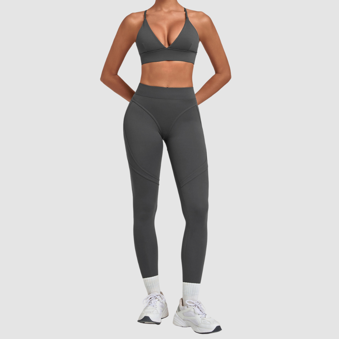 Wholesale Women’s Spliced Cami Sports Bra & Cropped Leggings Yoga Set