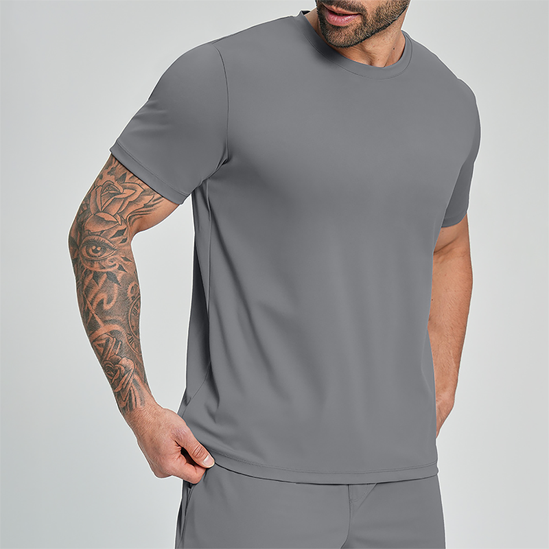 Wholesale Men's Drop-Shoulder Round-Neck Athletic T-Shirt – Breathable Workout Tee