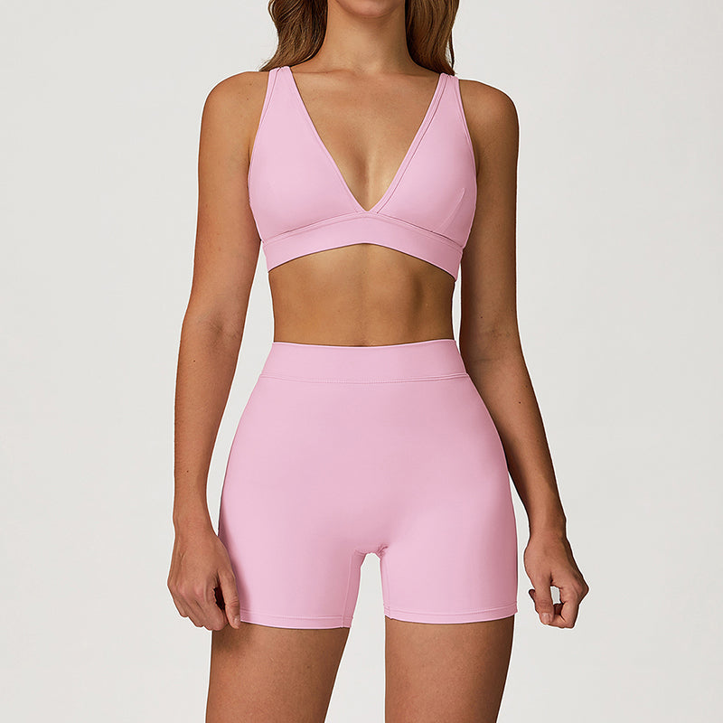 Triangle Cup Sports Bra + Butt-Lifting Shorts 2-Piece Set