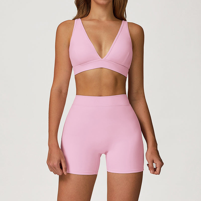 Triangle Cup Sports Bra + Butt-Lifting Shorts 2-Piece Set