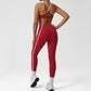 Cross-Back Color-Blocked Bra + High-Waisted Butt-Lifting Leggings 2-Piece Set