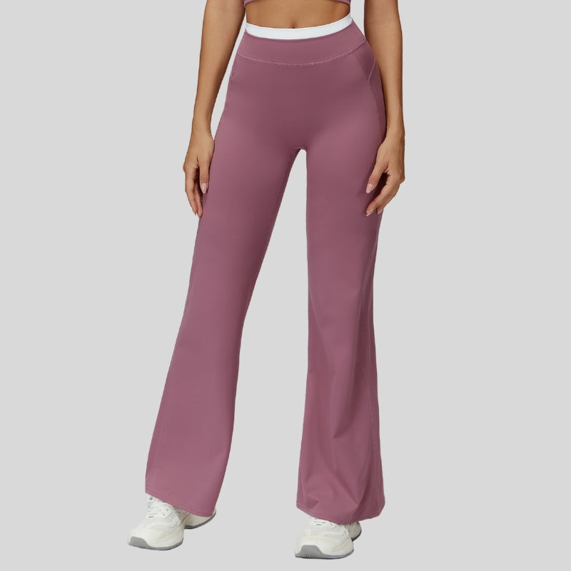 Contrast-colored sport slightly flared pants