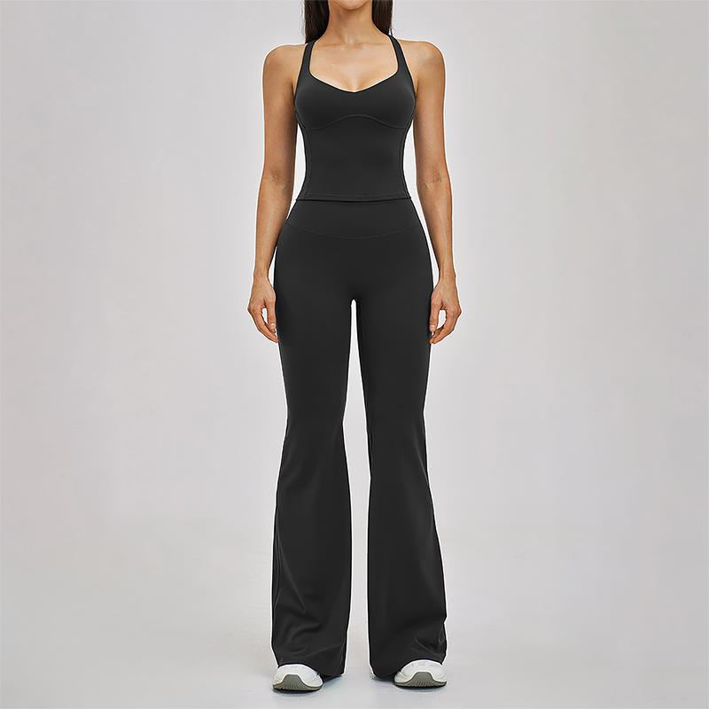 Wholesale Cross Back Tank Top+High Waist pant 2-piece Set