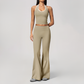 Wholesale Women's Bare-Feel Color-Block Tank Top & High waisted flared pants Set