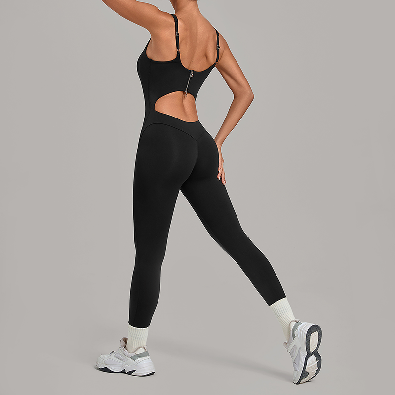 Wholesale Women's Sleeveless Crop Top Back Zip Yoga Bodysuit
