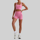 Wholesale Cross-Back Sports Bra & High-Waist Biker Shorts Set – Naked-Feel Quick-Dry Yoga 2-Piece
