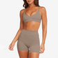 Cross back quick drying sports bra and high waisted shorts set