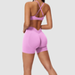 Wholesale Seamless Cross-Back Sports Bra & High-Waist Biker Shorts Set – Quick-Dry Yoga 2-Piece