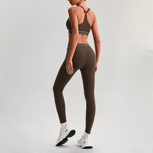 Wholesale Naked-Feel Sports Bra & High-Waist Biker Shorts Set – Quick-Dry Yoga 2-Piece