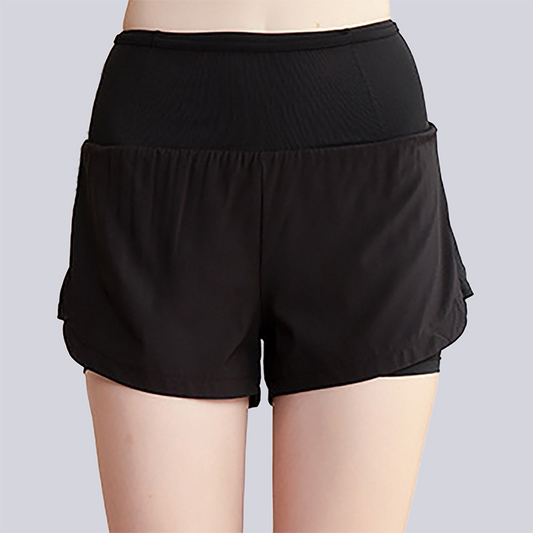 Wholesale Women's Fake Two-Piece Yoga Shorts – Quick-Dry Anti-Exposure