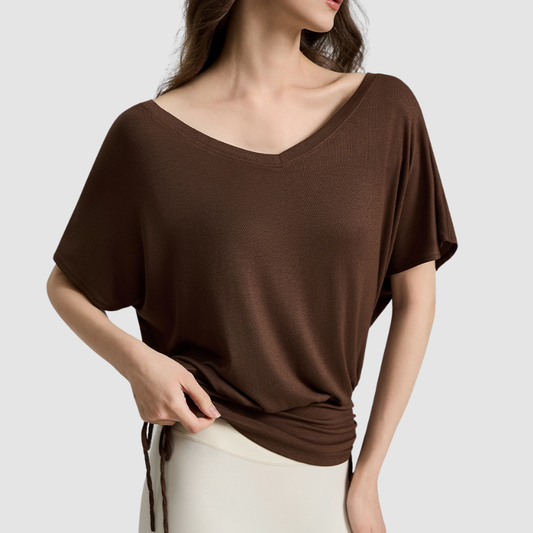 Wholesale Women's V-Neck Batwing Sleeve Yoga T-Shirt