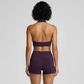 Deep V halter neck bra + high waisted shorts 2-piece set