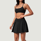 Wholesale Cross Straps Naked-Feel Sports Bra & Pleated Tennis Skirt Set