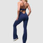 Women's Wholesale Activewear Adjustable Strap Back-Detail Flared-Leg Yoga Jumpsuit